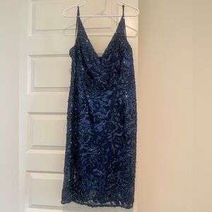 Eliza J Midnight Blue Sequin Midi Dress
